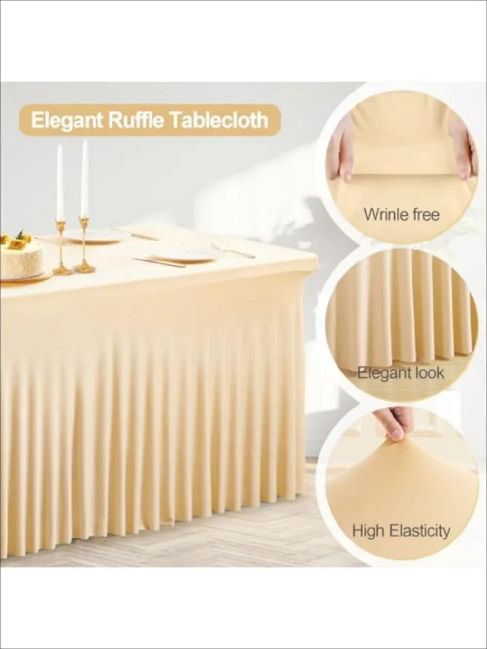 Spandex Tablecloth 4ft Rectangle Stretch Table Cover Skirt for Weddings Parties